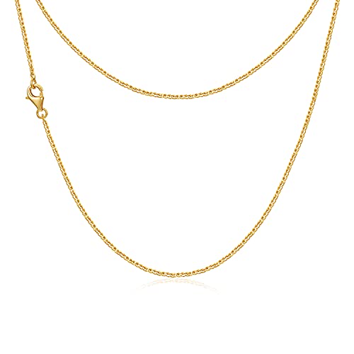 SISGEM Solid 14K Gold Wheat Chain Necklace Jewelry for Women, Yellow Gold Shiny Braided Wheat Chain Necklace with Lobster Claw Clasp, 16inch