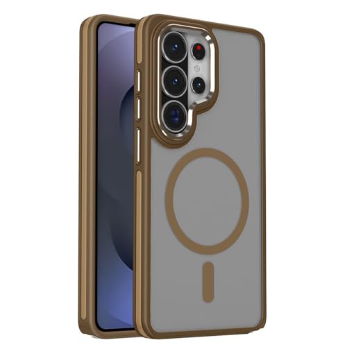 Coque magnétique pour Samsung Galaxy S26 fine et translucide marron avec protection d'objectif