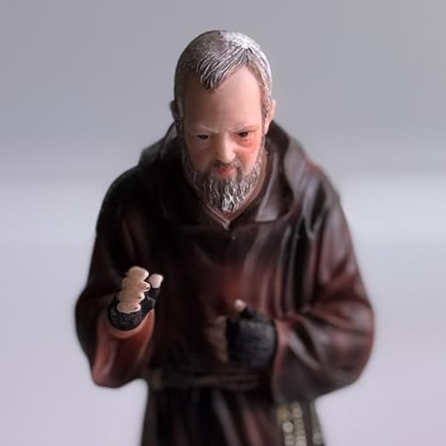 Estatua Padre Pio Resina 11 pulgadas miniatura 6