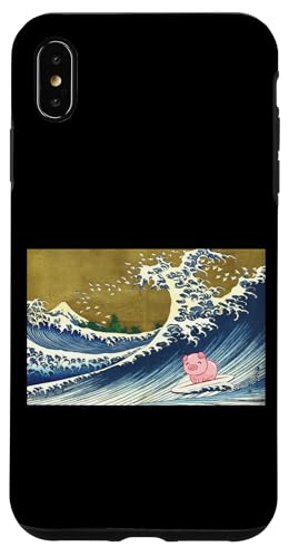 Retro Vintage Surfing A Great Wave Cute Show Pig Lover �X�}�z�P�[�X iPhone XS Max �p