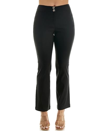 Nanette Nanette Lepore Women's Double Button Boot Cut Freedom Stretch Full Length Pant with Functional Pockets