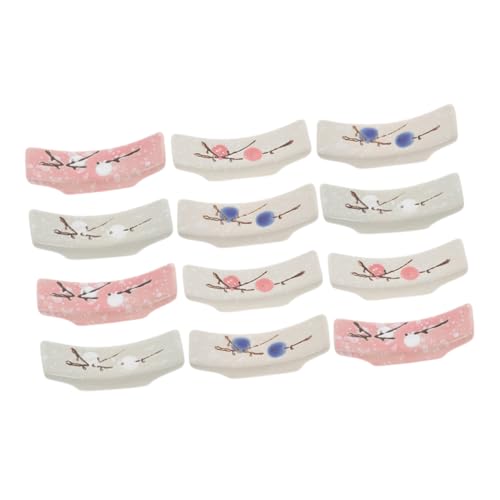 POPETPOP 12個 和風セラミック箸置き スプーン フォーク対応 食卓用デスクトップカトラリーホルダー 素材でお手入れ簡単 式デザインで食卓を