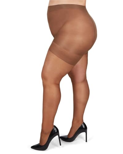 Image of MeMoi Plus Size Curvy Control Top Pantyhose for Women, Comfortable Silky Sheer Pantyhose, Lightweight Womens Stockings