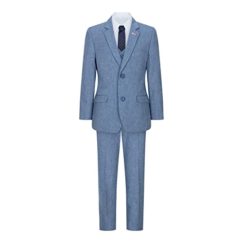 TruClothing.com Jungenanzug 3 Teilig Wollanzu hellblauer Tweed, Klassische...