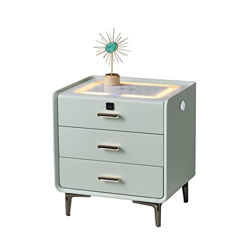 Meuble d'appoint design en verre trempé et bois avec serrure biométrique haut de gamme