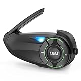 EJEAS Q8 Mesh Bluetooth Communication System Headset with 6 Riders 1000m Group, Music Sharing/CVC Noise Reduction/IP67 Waterproof for Riding/Skiing/Sport/Motorcycle Helmet Intercom(1 Pack)