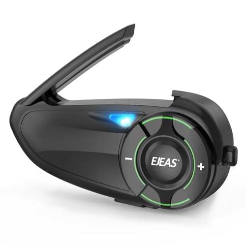 EJEAS Q8 Mesh Bluetooth Communication System Headset with 6 Riders 1000m Group Music Sharing/CVC Noise Reduction/IP67 Waterproof for Riding/Skiing/Sport/Motorcycle Helmet Intercom(1 Pack)