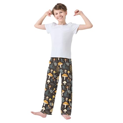 Mushroom Long Pajama Pants Elastic Waist PJ Bottoms with Pockets S A1115063