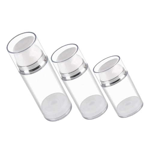 MALUGOGO 3個 点 エアレスポンプ乳液空瓶 詰め替え可能 透明製 トラベル用化粧品容器 顔用クリーム シャンプー コンディショナー対応 携帯便