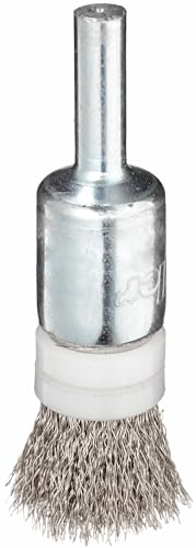 Image of Weiler 11100 0.006 inch Wire Size, Steel Bristles, Banded, Solid End, Stem-Mounted Crimped Wire End Brush, Made in The USA (Pack of 10)