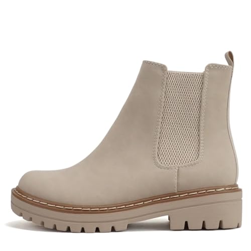 Image of Soda Pilot ~ Women Lug Sole Low Heel Chelsea Fashion Ankle Bootie w /Double Elastic Gore