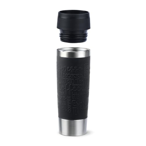 Emsa N20220 Travel Mug Classic Isolierbecher 0,5 Liter, neuer Komfort-Schraubverschluss, Edelstahl, 6h heiß und 12h kühl, 100% dicht, spülmaschinenfest, 360°-Trinköffnung, Schwarz 6