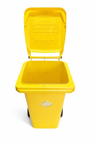 Image of OTTO Plastic Manual-Lift Garbage Waste Dustbin with Wheels 120 Ltr Yellow