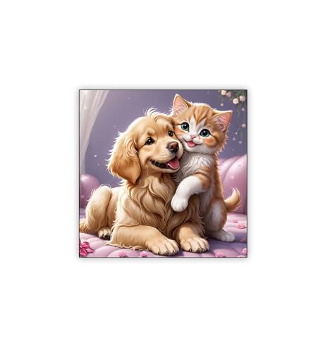 Image of Gift Me Bazar Cute Animal Wooden Fridge Magnet for Home, Kitchen and Office Decoration | Animal Lover Gift | Cartoon Theme Magnet for Kids (Cat & Dog Love)
