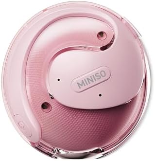 MINISO X15PRO Earhook Open Ear Bluetooth Earbuds, Comfort Fit, HiFi Stereo, 40H Playtime, IPX5 Waterproof, 165 Languages AI Translation via App for Travel Sports Learning (Pink)