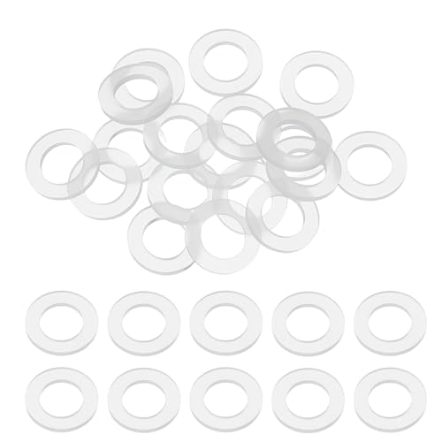 Image of sourcing map 20 Pcs M5 Silicone Flat Washers 5mm ID 10mm OD 1mm Thick Plain Washer Grommets Plastic Sheet Gasket Fastener Sealing Spacer Gasket Ring Water Hose Washers, White