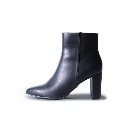J. Adams Women's Wallice Ankle Booties - Chic Pointed Toe Block Heel Boots with Side Zipper - Comfortable and Stylish Dress Boots for Everyday Wear2