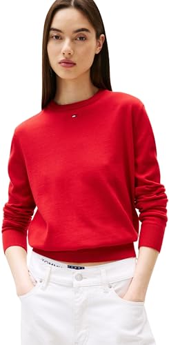 Tommy Jeans Damen Pullover Essential Crew aus Baumwolle, Rot (Sapphire Red), 4XL – Ansicht 1