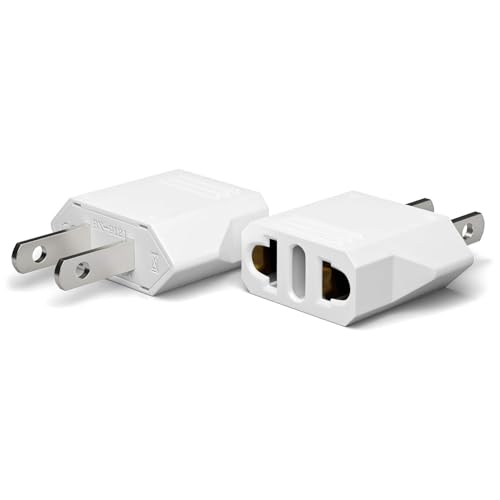 European to US Plug Adapter, Unidapt EU to US Adapters, Europe to USA Plug Adaptor, 220V to 110V Plug Pin Converter, Travel Adapters European to American, Canada, Mexico, Type A, 2-Pack