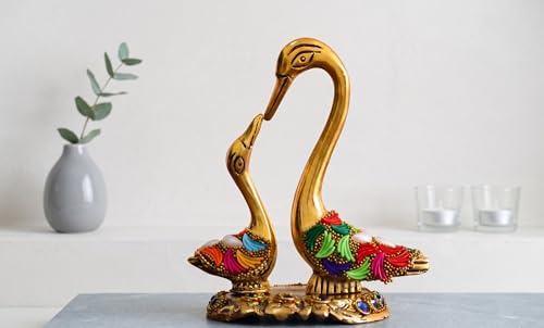 Image of KridayKraft Love Birds Swanset Pair of Kissing Duck Metal Statue,Love for Romantic Gift to Boyfriend,Girlfriend,Decor Your Home,Office,Showcase,Animal Showpiece Figurines. (Stone 1)
