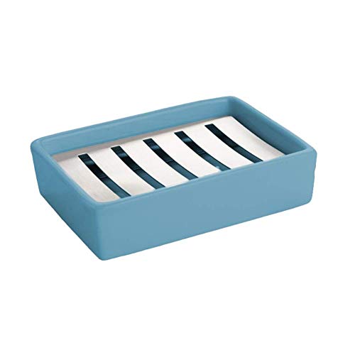 Suloill Stainless Steel Ceramic Soap Box Bathroom Countertop Soap Holder Kitchen Dishwashing Brush Drain Tray #TOP4