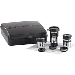 Celestron AstroMaster 8-Piece Eyepiece & Filter Accessory Kit - Includes Two 1.25” Eyepieces, 2X Barlow Lens, Three Filters, Cleaning Cloth and Hard Case Black