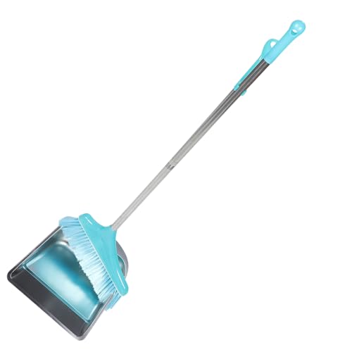 IWOWHERO Robustes Edelstahl Kehrschaufel Besen Set mit Flexiblem Borstenbesen Schmale Kehrschaufel für Haushalt und Büro Praktische Reinigungslösung für Fußböden und Müll Langlebig und