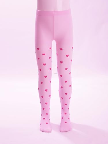 Aislor Kids Girls Heart Print Pantyhose Stretchy Tights Footed Leggings Stockings School Uniform Tights3