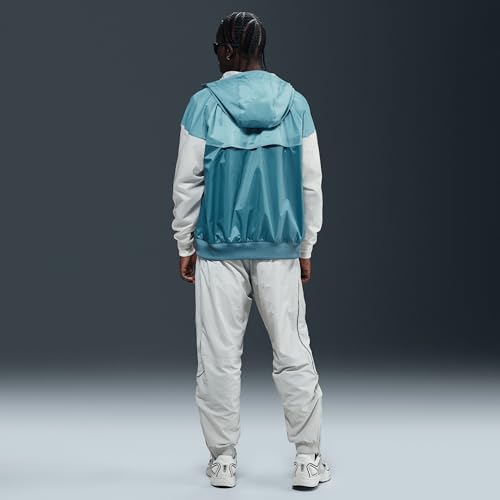 Image of Nike Sportswear Windrunner Men's Hooded Jacket (DA0001-006, Smokey Blue /Denim Turquoise /Sail /Sail) Size XX-Large Tall