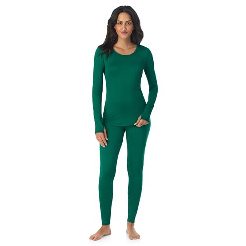 Image of Cuddl Duds Lightweight 2 Piece Active Base Layer Matching Sets for Women | Everyday Activewear, Long Sleeve Top & Leggings, Gym Workout & Fitness Clothes, Breathable Moisture Wicking Travel Lounge Set