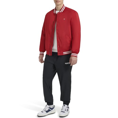 Image of Champion Men's Logo Striped-trim Varsity Jacket