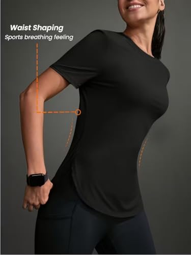 Image of Celary Woman's Activewear Gym T-Shirt|Korean Gym Workout T-Shirt|Lightweight Breathable Workout Gym Top|Breathable Round Neck T Shirts for Training, Running, Gym, Yoga, Badminton, Pickleball