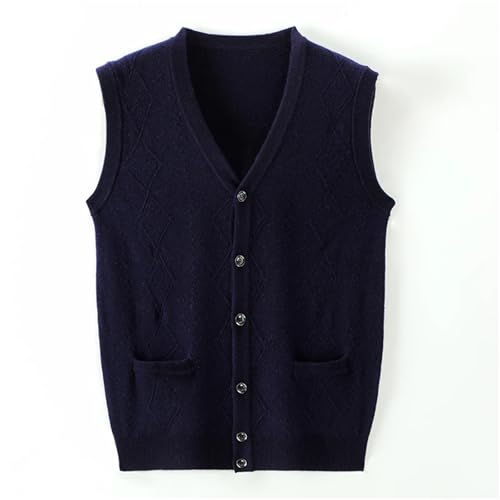 Men Wool Sweater Vest Solid V Neck Sleeveless Knitted Button Cardigan Sweater Vest3