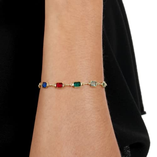 Pulseira Com Pedras Coloridas Banhada à Ouro 18k