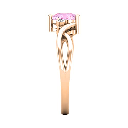 Dazzlingrock Collection 6Mm Heart Shape Lab Created Pink Sapphire & Accent Round White Diamond Twisted Shank Promise Ring For Women (Diamond Color I-J, Clarity I1-I2) In 18K Rose Gold Size 4 #TOP3