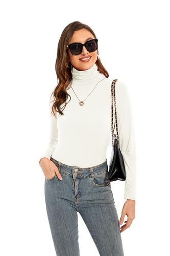 Image of Womens Long Sleeve Turtleneck T-Shirts Casual Lightweight Slim Fit Cozy Base Layer Top