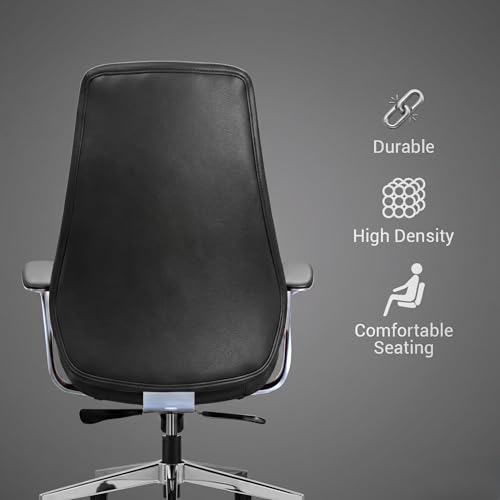 Image of Kepler Brooks Premium Executive Office Chair | Ergonomic High Back Leatherette Chair with Quilted Design, Adjustable Height & Multi Lock Recliner Tilt | Heavy-Duty Metal Base | Black