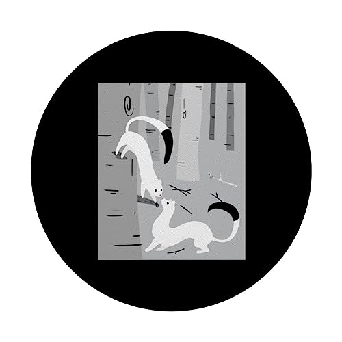 Stoat Ermine Weasel PopSockets Swappable PopGrip, Black - Image 3