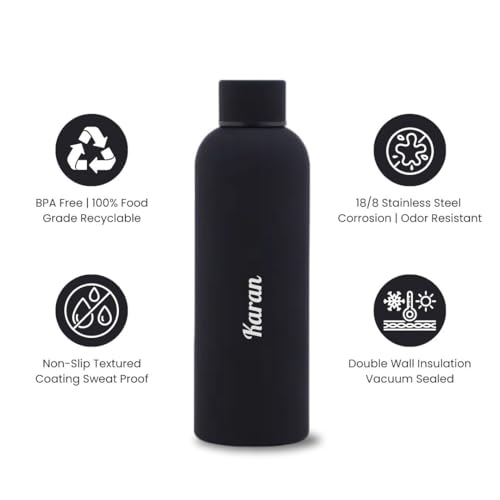 Image of Giftana 5 in 1 Personalized Diary and Pen with Bottle 500ml, Coffee Mug 180ml with Keychain Gift for Men Women, Customized Employee Welcome Kit Gifting Items, Corporate Gift for Employee (Black)