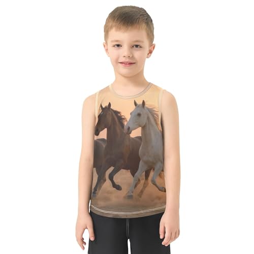 Three Horses Boys Tank Tops Sleeveless Toddler Vest Kids Casual Stylish Shirt for Travel Volleyball Running Cycling 3T2