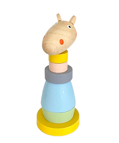 知育玩具 木のおもちゃ 積み木 パズル 棒通し 赤ちゃん 0歳 1歳 2歳 3歳 (おうまさん)
