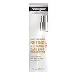 Neutrogena Rapid Tone Repair Retinol + Vitamin C Dark Spot Corrector Face Serum, Daily Anti-Wrinkle Dark Spot Corrector to Brighten & Even Tone, Mineral-Oil & Dye-Free, White, 1 oz