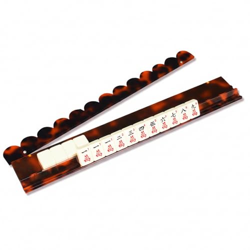 Supports de Mahjong américain avec poussoirs en acrylique marron 17,5 pouces à bord ondulé