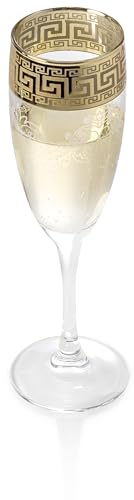 Red Co. PZ-5073 Set Of 4 Decorated Clear Glass 5.75 Fl Oz Stemmed Champagne Flute Glasses thumb #2