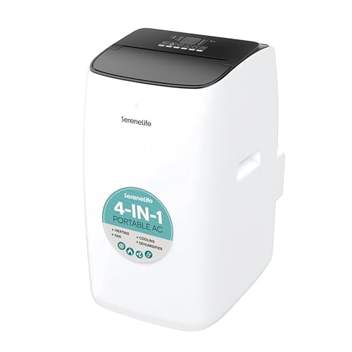 SereneLife Inverter- Klimaanlage Mobil 12000 BTU- mit WLAN 4 in - Kühlen Heizen Entfeuchten Ventilieren Klimagerät mit Ablutftschlauch und Fensterkit Auto- Schwenken Leise bis 35m