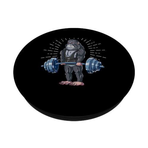 Gorilla Deadlift Fitness Gym Weightlifting PopSockets Swappable PopGrip, Black - Image 2