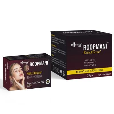 Roopmani Pimple Care Soap for Acne(75g) with Retinol Anti-Aging Night Cream(25g)