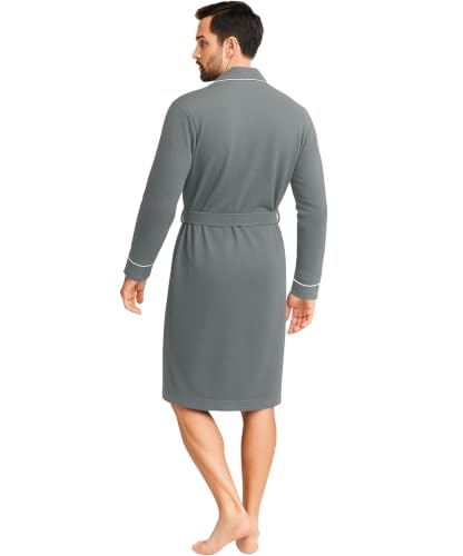 NY Threads Men's Robe Cotton Blend Knit Bathrobe, XX-Large, Grey