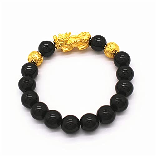 Bracelet obsidienne noire homme femme pierre grenat perles bouddha réglable
