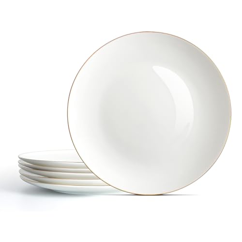 10.5 Inch/27Cm White Dinner Plates, Set of 6 Ceramic Serving Dishes Porcelain Tableware for Kitchen Party Wedding Restaurant Daily Use,Phnom Penh
